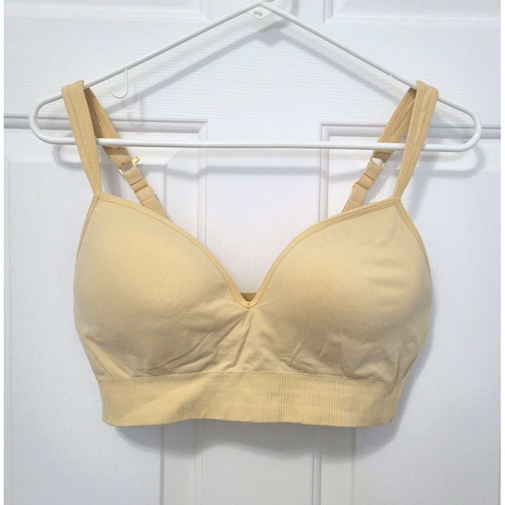 Athleta Women's Embrace Sports Bra Size M Medium Wireless Yellow Gold Athleisure